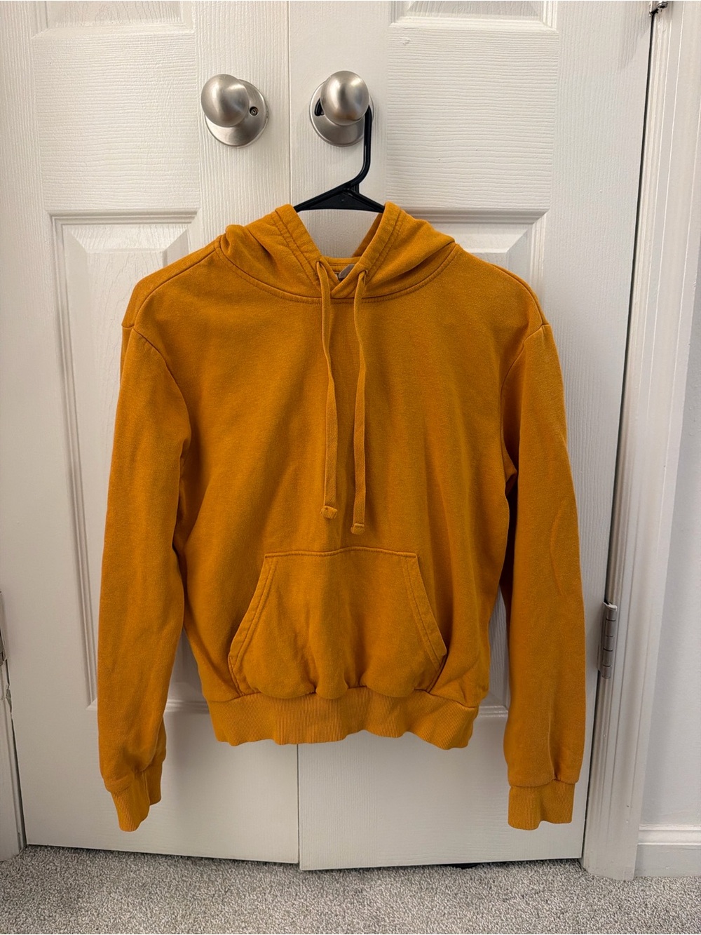 H&M Women's Mustard Yellow Hooded Pullover Sweatshirt